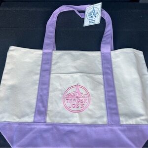 Trader Joe's Large Lavender Purple Canvas Reusable Tote Bag 2026 New FAST SHIP